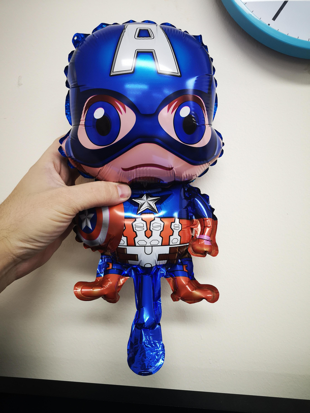 I give you Captain Americck the most awkwardly inflated balloon in my kindergarten