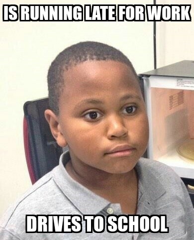 I go to school in the morning then work in the afternoon
