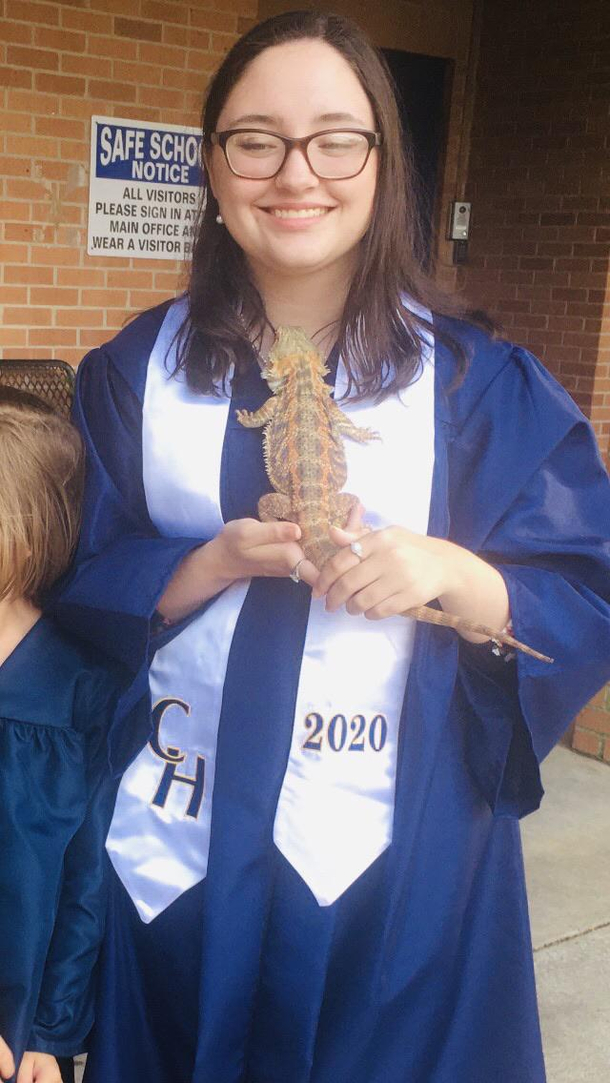 I graduated high school today and one of my friends brought their bearded dragon with them