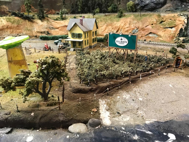 I guess aliens came to visit Tegridy Farms at some point here in Dads model train town
