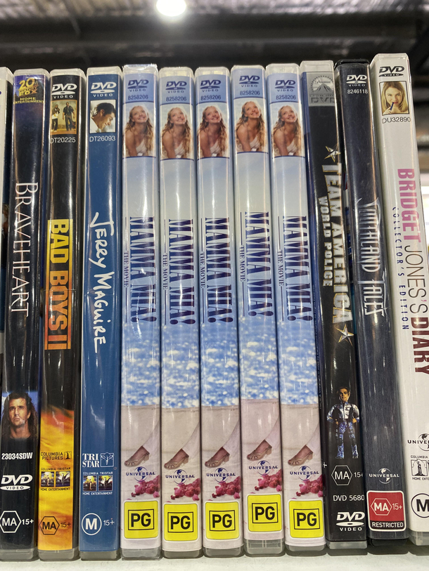 I guess everyone hated mamma mia so much they all donated it to the thrift store