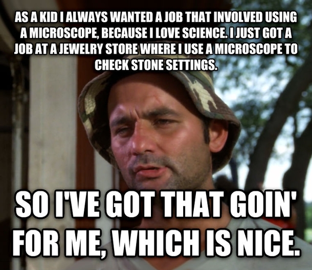 I guess I technically reached my childhood goal of working with microscopes  - Meme Guy