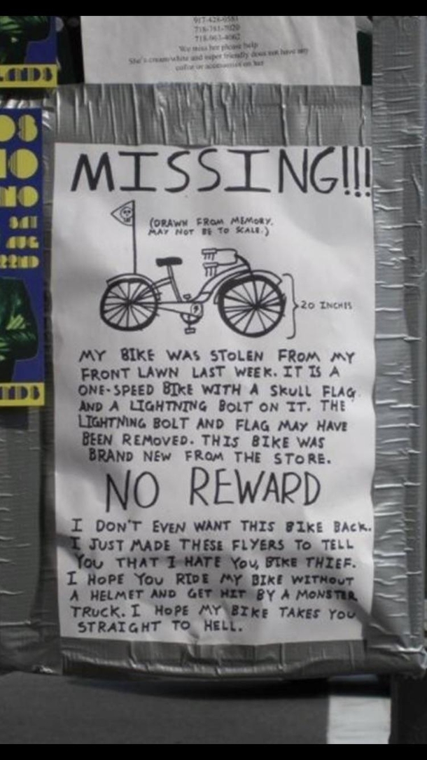 I hate you bike thief