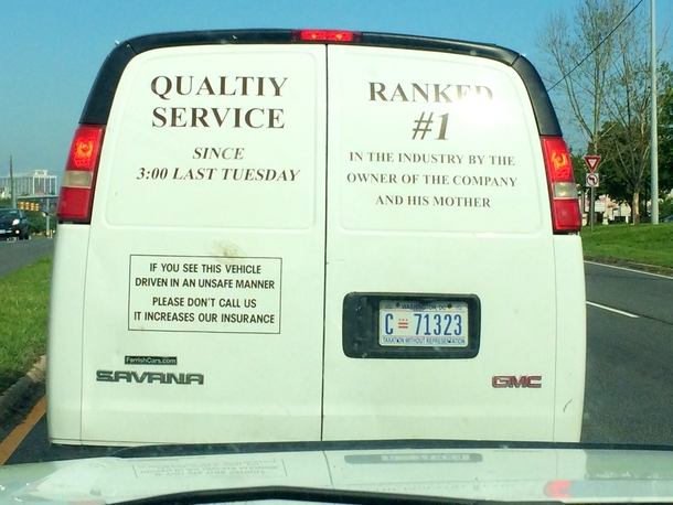 I have an irrational hate for white work vans but this guy has humor