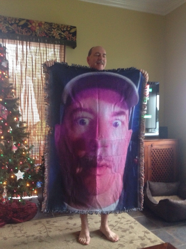 I have seen a lot of blankets on reddit today so here is my dads gift to my younger sister He calls it the birth control blanket