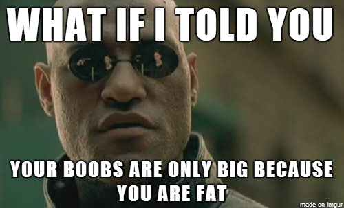 I heard a girl complain about her big boobs today