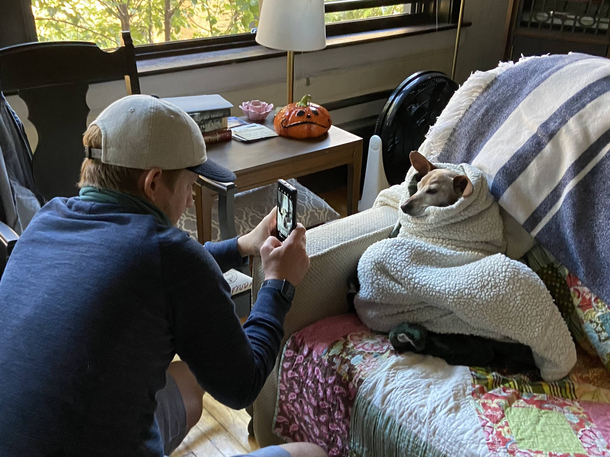 I interrupted a photo shoot in the living room today