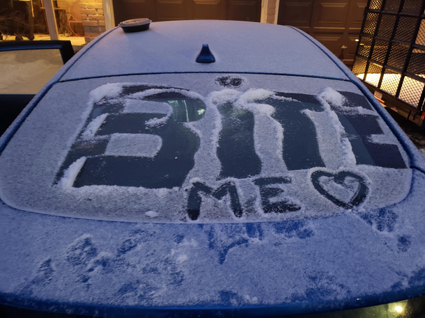 I joking said Thanks in advance for cleaning off my car and came out to this