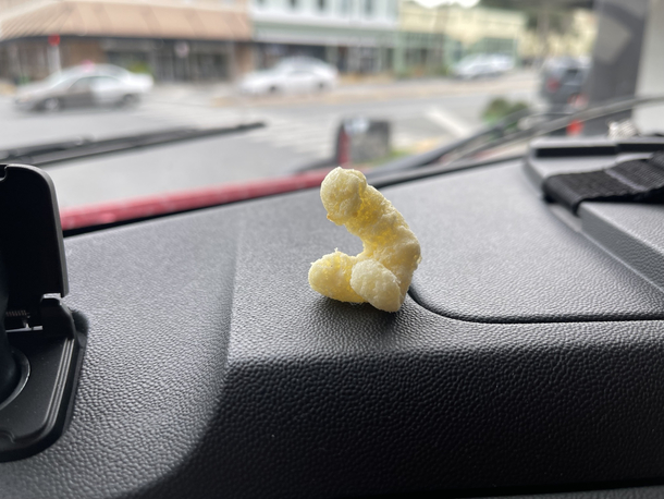 I just found this in my bag of cheese puffs