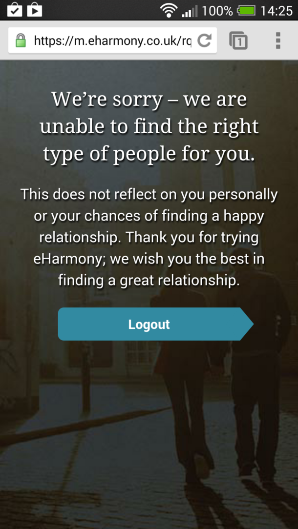 I just got rejected by a dating website Literally