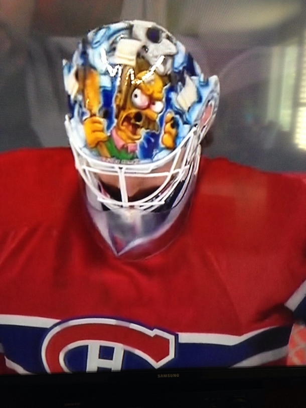 I just noticed the Canadiens goalies helmet His name is Flanders