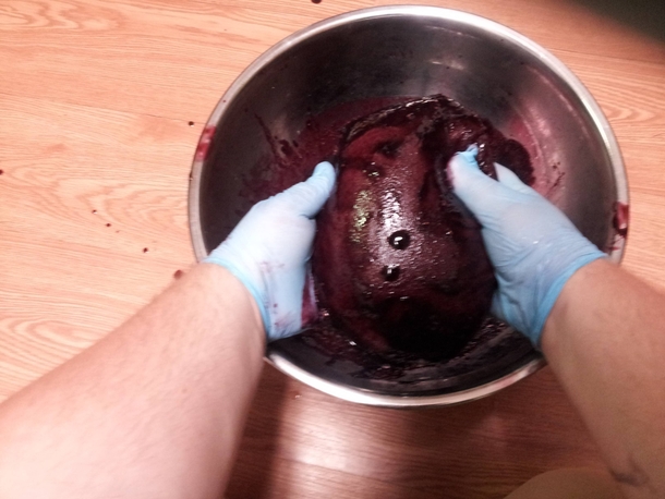 I know it looks like I just got done harvesting an organ from a hobo but I swear I am meerly making blackberry jelly