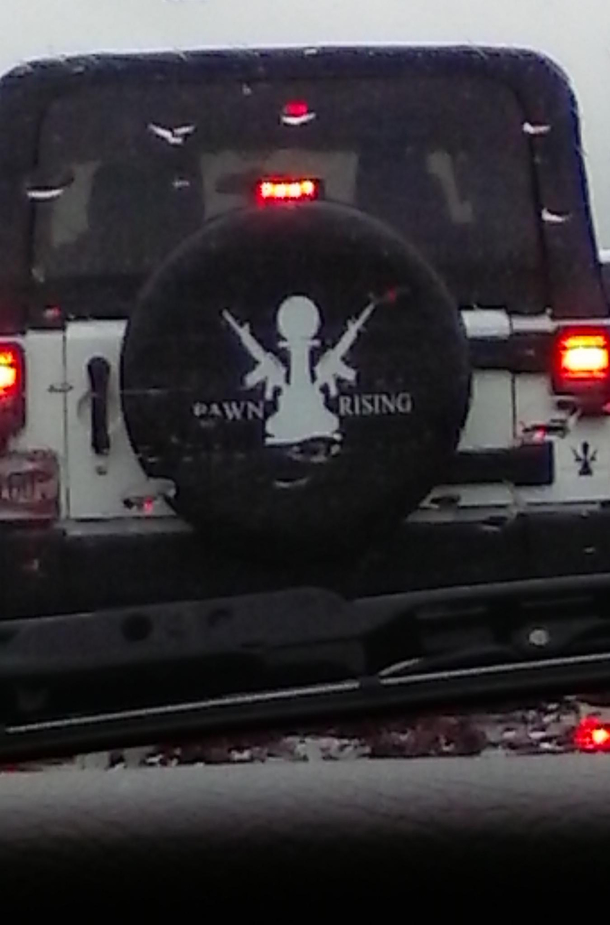 I know they meant Pawn Rising to be this badass logo with a chess pawn holding assault rifles but all I see is Roger from American Dad in a NRA themed story B