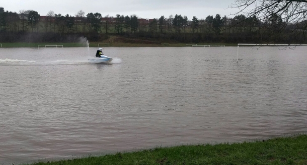 I live in Scotland These football pitches flooded and this guy turned up on a jetski