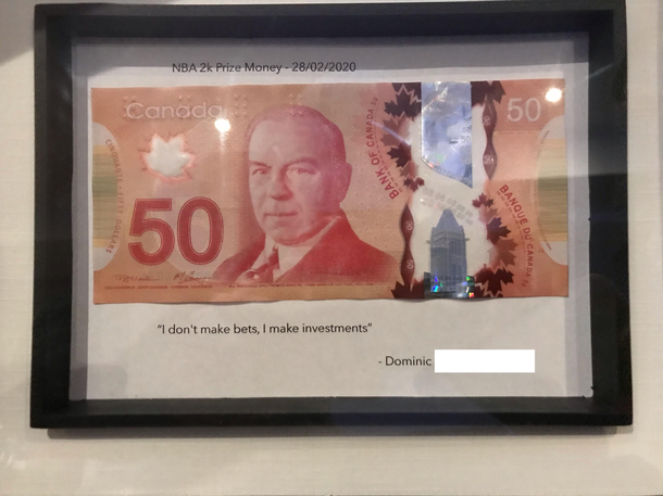 I lost an  month long NBAK bet to my friend Found this on the wall at his place  weeks later