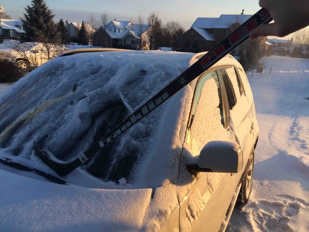 I lost my ice scraper Grabbed the nearest stick and realized I live too close to Canada