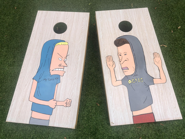 I made a Cornholio cornhole game