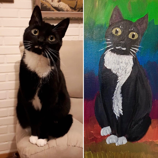 I made a painting of our cat Turned pretty derpy