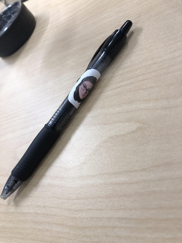 I made stickers of my face so people would stop stealing my pens