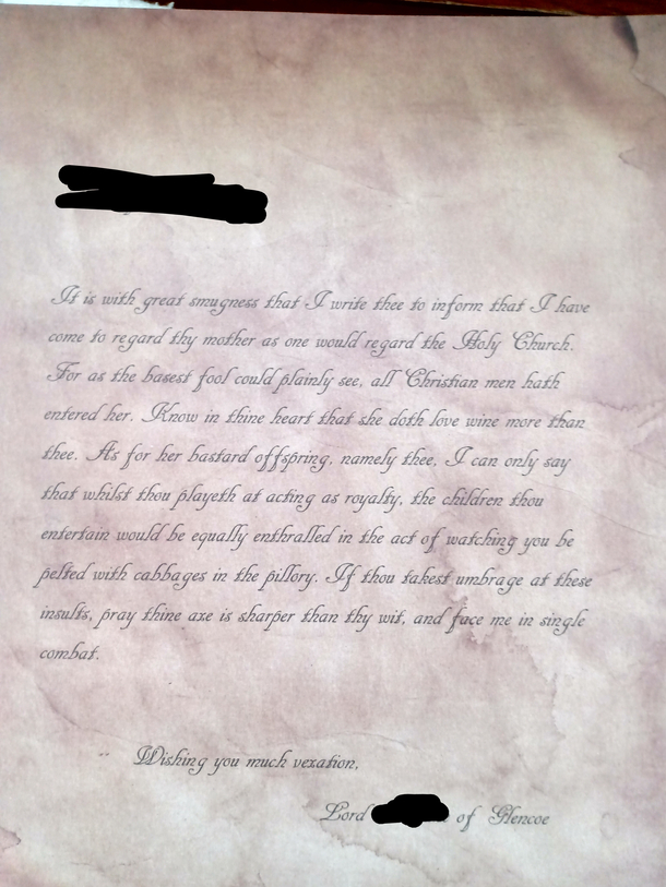 I make medieval trash-talk letters