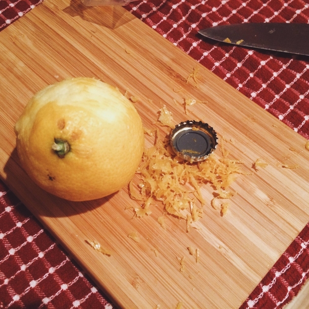 I needed to zest a lemon but all I have in my kitchen is beer