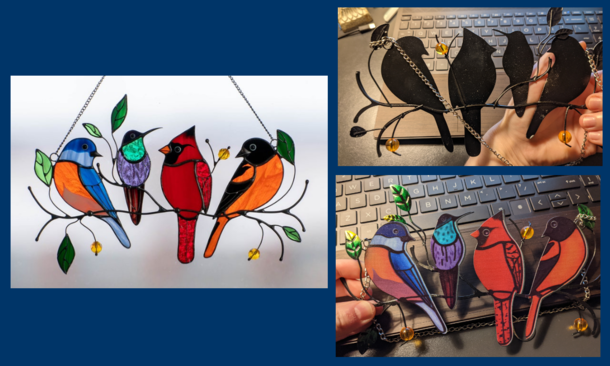 I ordered these stained glass birds that my mom wanted