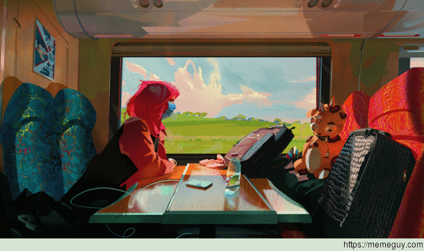 I painted and animated a relaxing train journey