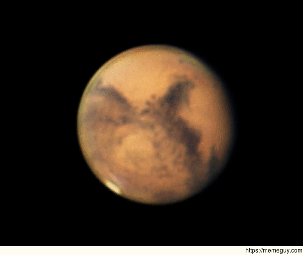 I pointed my telescope at mars for hours and this is the final result - mars  rotation is almost like earth - Meme Guy