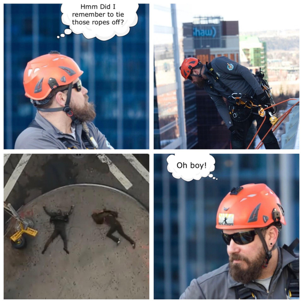 I posted some work pics a co-worker took and my friend edited them and sent me this Im a Rope-Access Tech and was training that day