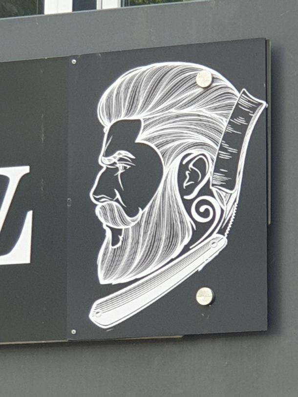 I present to you the perfect logo for the barber shop in my town