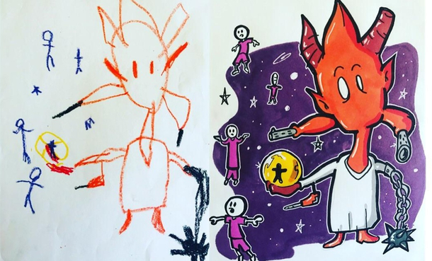 I reinterpreted a drawing by my  yr old nephew