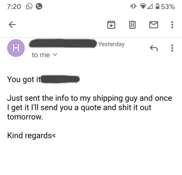 I requested a sample and got this from the supplier