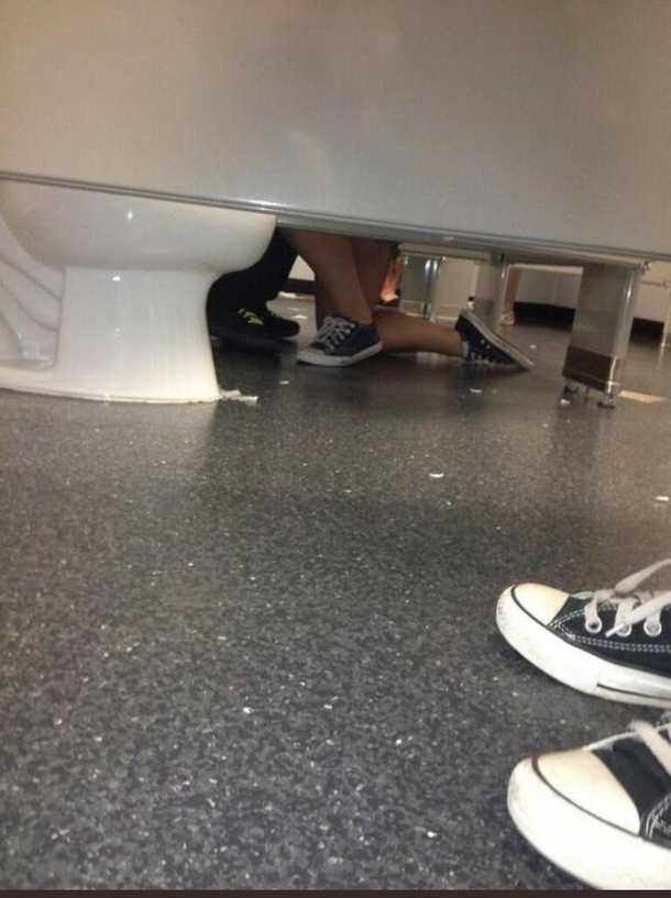 I saw a girl propose to a guy in the bathroom today