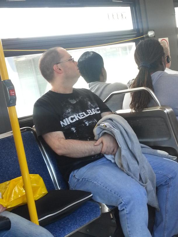 I saw a very brave man on the bus today