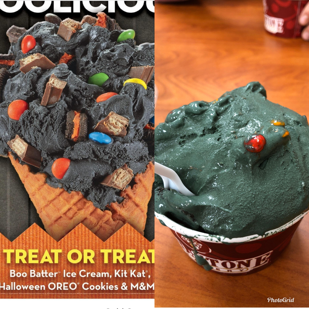 I saw an ad for Cold Stone Creamery Trick of Treat special with all of my favorite things Kit-Kats MampMs Oreos in special boo cake batter ice cream I craved it for a week and then went and got some This was what I got