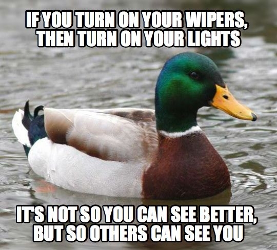I saw so many drivers today in gray cars while its raining not doing this