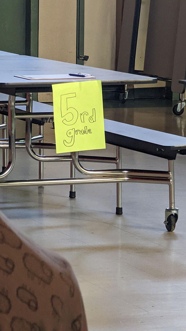 I saw this today at my daughters elementary school Maybe someone from the rd grade made the sign