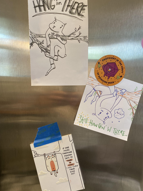 I sent the card at the bottom to my wife while I was out of town not knowing my daughter had made the top two pictures
