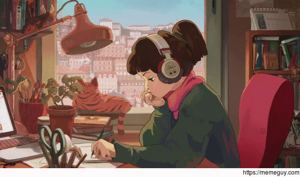 I spent an entire day re rendering the lofi hiphop girl to look slightly better