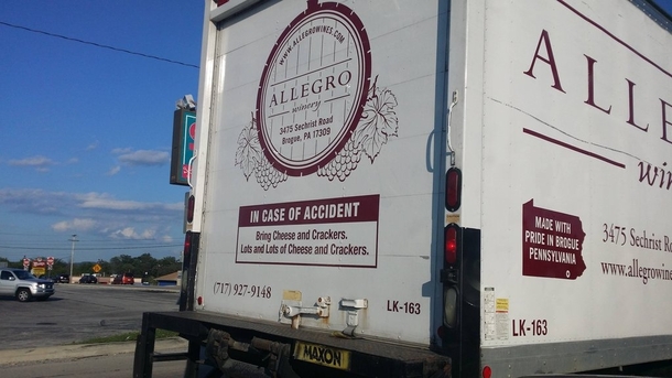 I spotted this on a wine truck I should follow them