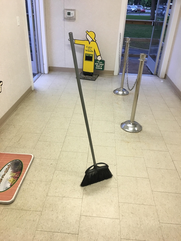 I stood this broom up in the middle of the walkway at work and no one even noticed everyone walked around