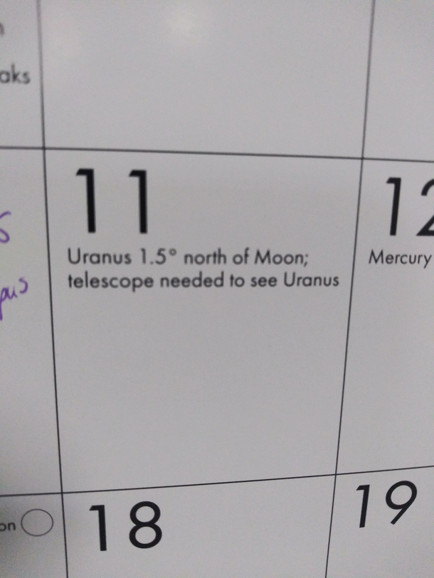 I think my calendar is trying to tell me to go on a diet
