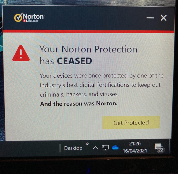 I think Nortons being a bit dramatic