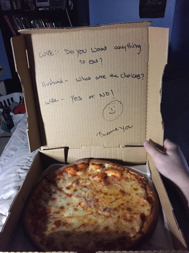 I told the pizza guys that they got me k internet points this is their ...