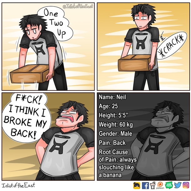 i too tend to slouch like a banana