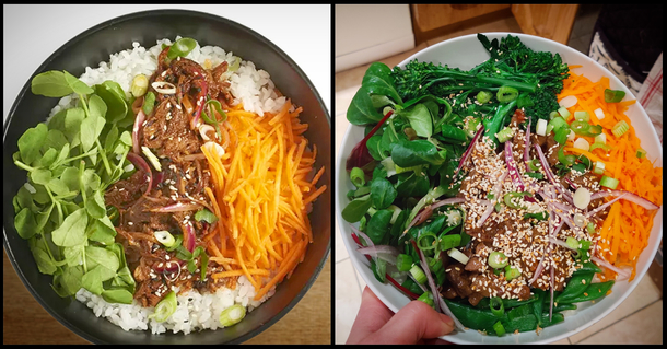 I tried to recreate Wagamamas teriyaki beef donburi I added tenderstem broccoli amp sugar snap peas plus I went overboard on the sesame seeds But Im pretty happy with how it turned out