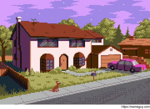I tried to redraw and animate the Simpsons house in pixel art style and heres the result