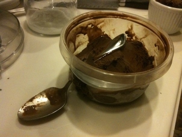 I used to make a lot of ice cream One day my wife got a little too enthusiastic while enjoying a batch of chocolate