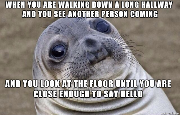 I usually panic and pretend not to see them until we are close