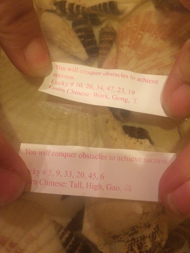 I was at a Chinese restaurant today I said The one with the best fortune pays